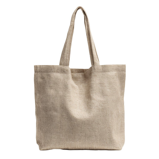 Artisan Linen Blend Tote - Natural Sand Aesthetic