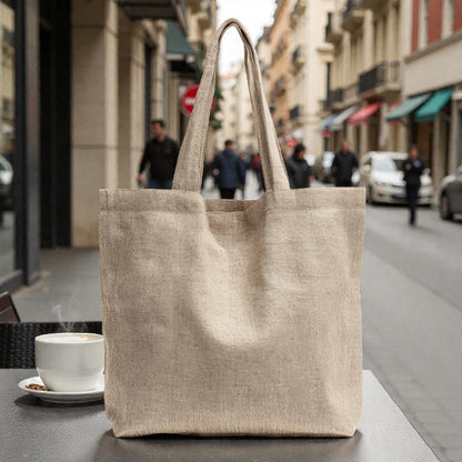 Artisan Linen Blend Tote - Natural Sand Aesthetic